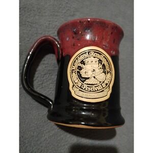 2008 Grey Fox Pottery Maryland Renaissance  Festival Mug Black & Red Drip Glaze